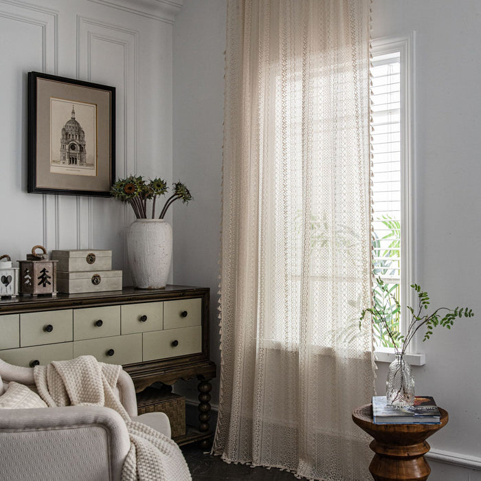 Rideau au crochet creux translucide American Country