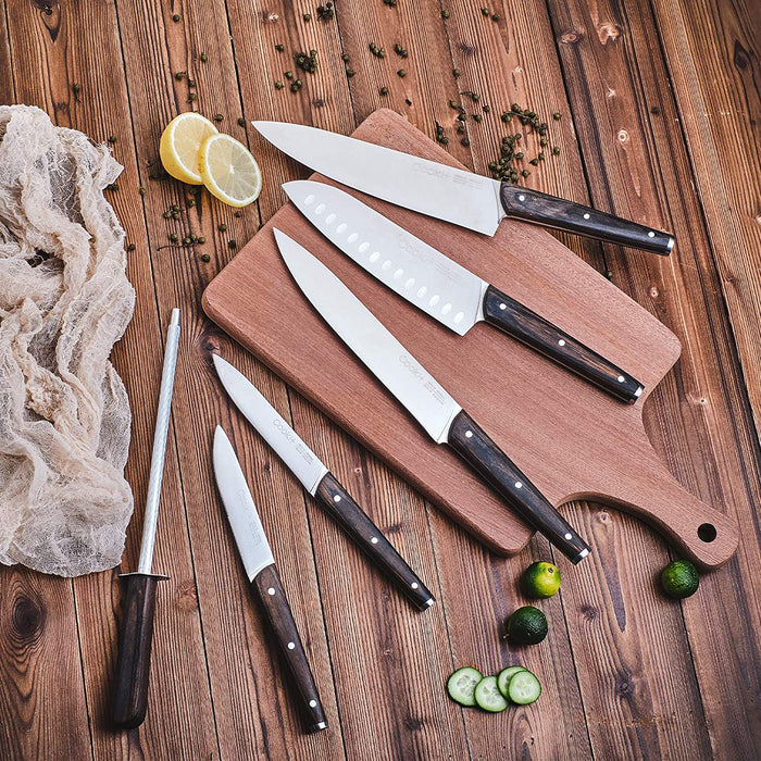 Kitchen Knife Sets, 15 Piece Knife Sets with Block for Kitchen Chef Knife Stainless Steel Knives Set Serrated Steak Knives with Manual Sharpener Knife
