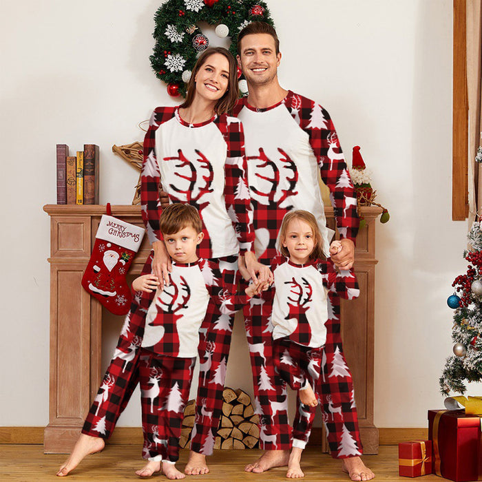 Costume de noël européen et américain imprimé tête de cerf, costume de Service à domicile Parent-enfant