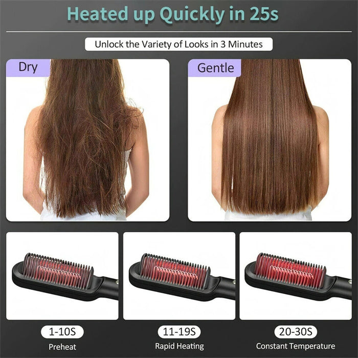 Neuer 2-in-1-Haarglätter mit heißem Kamm und negativem Ionen-Curling