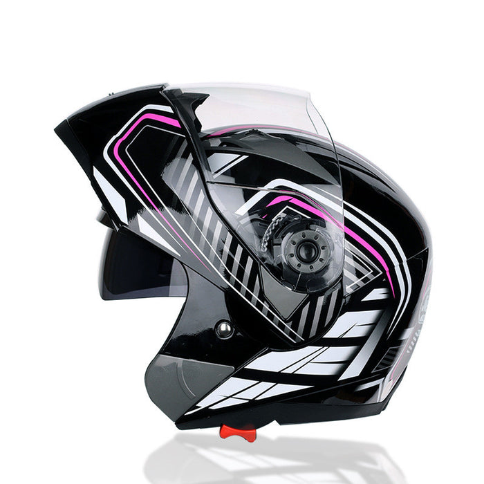 Casco de motocicleta medio casco protector solar antiniebla casco integral de doble lente