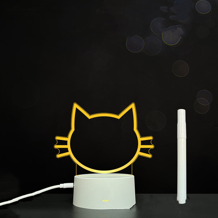 Tablero de acrílico 3D Tablero de mensajes de escritura a mano Luz LED