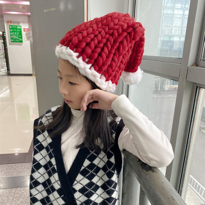 Cappello di lana natalizio Cappello invernale caldo sciolto creativo lavorato a mano da Babbo Natale Cappello da genitore-figlio Felice anno nuovo