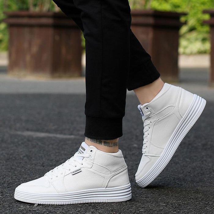 Runde Head High-Top Strap Flat White Shoes Men