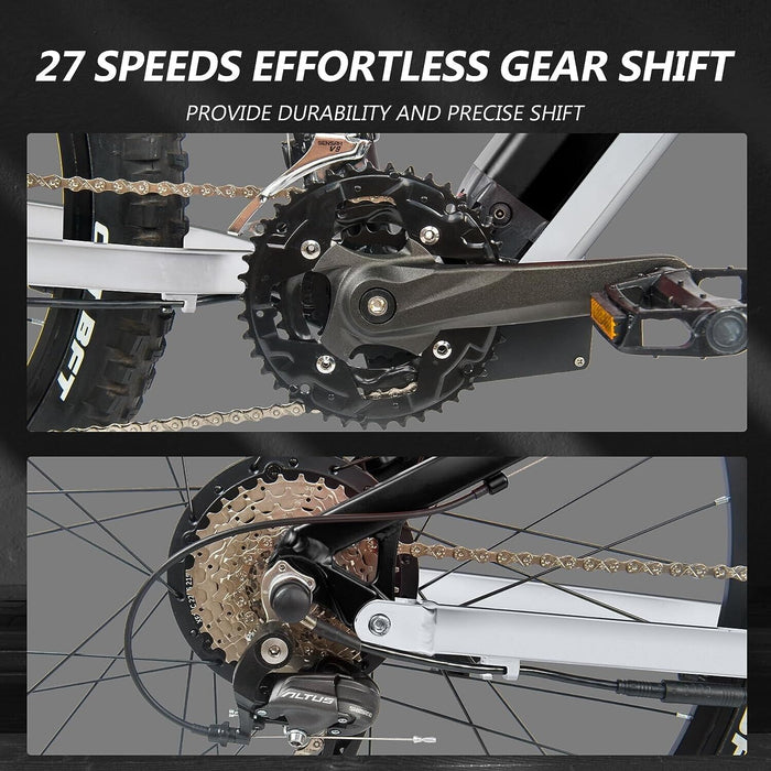 Bicicleta elétrica 500W Ebike 27,5 polegadas Mountain E-Bike 48V City EMTB 27 velocidades cinza - motor Bafang 500W