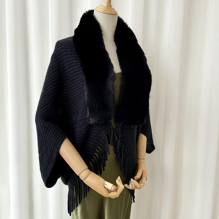 Sciarpa Poncho da donna in cashmere tinta unita da donna invernale per stare al caldo