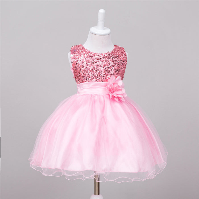 Vestido de lentejuelas para bebé Vestido de princesa de boda para niña de flores