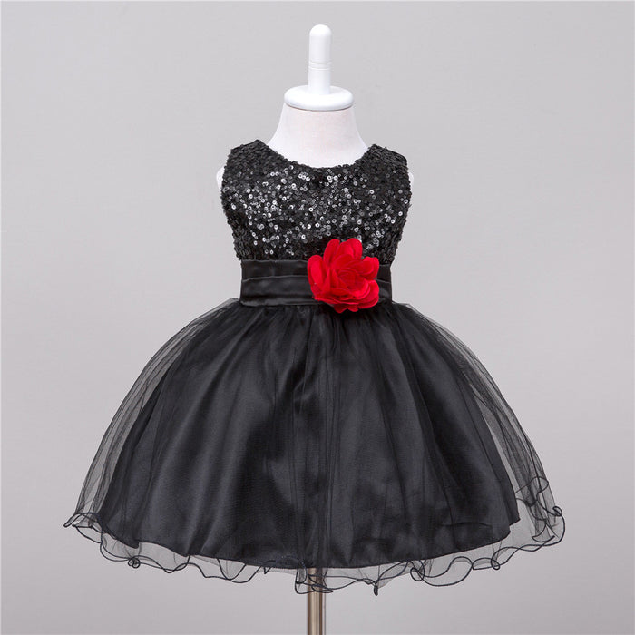 Vestido de lentejuelas para bebé Vestido de princesa de boda para niña de flores