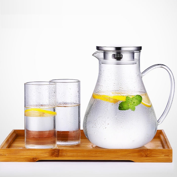 Jarra de agua de vidrio calentada de 1,9 L, jarra de té, contenedor de jugo, dispensador de bebidas, hervidor de bebida antiexplosión