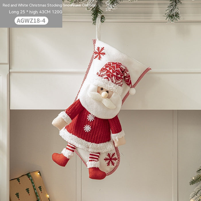 Pano Papai Noel desenho animado árvore de Natal pendurado decoração festa presente saco