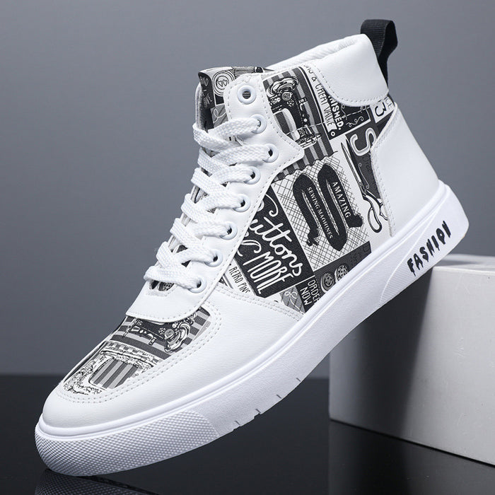 Personalidad Graffiti High Top Zapatos de hombre Casual Four Seasons