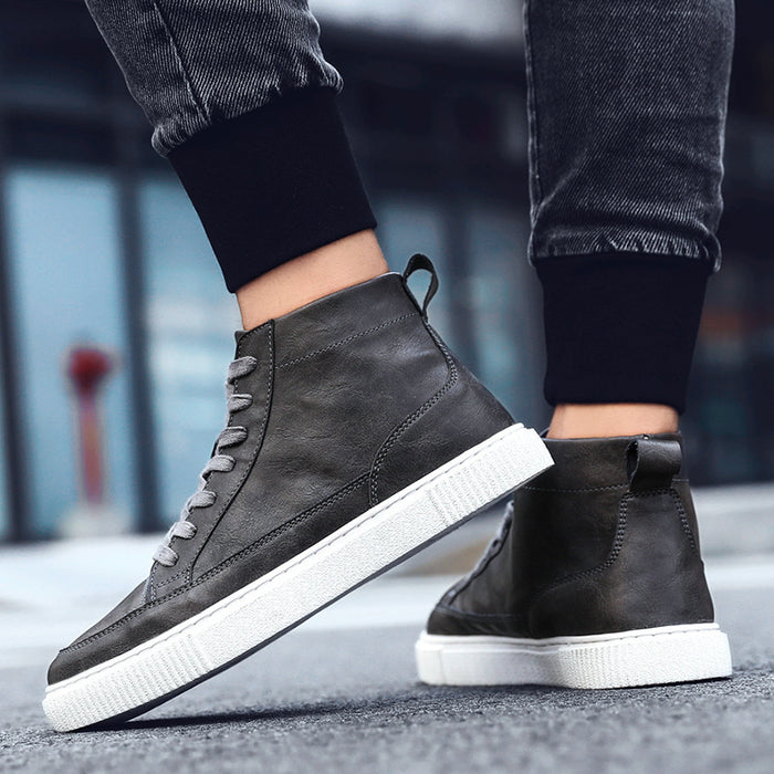 High-Top Sneakers Casual Leather Top Handmade Sneakers Shoes