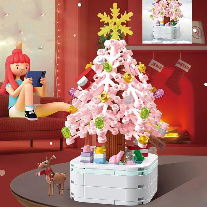 Juguete de ensamblaje de bloques de construcción de caja de música de árbol de Navidad