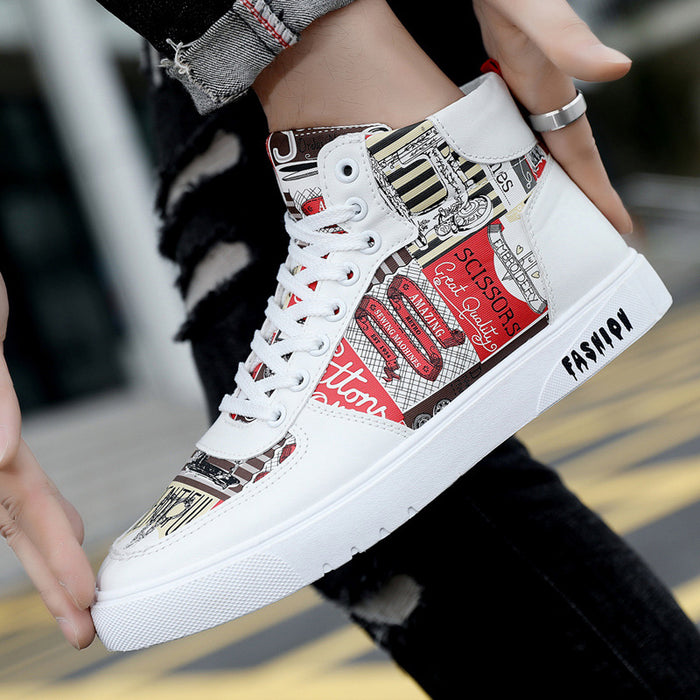 Personalidad Graffiti High Top Zapatos de hombre Casual Four Seasons