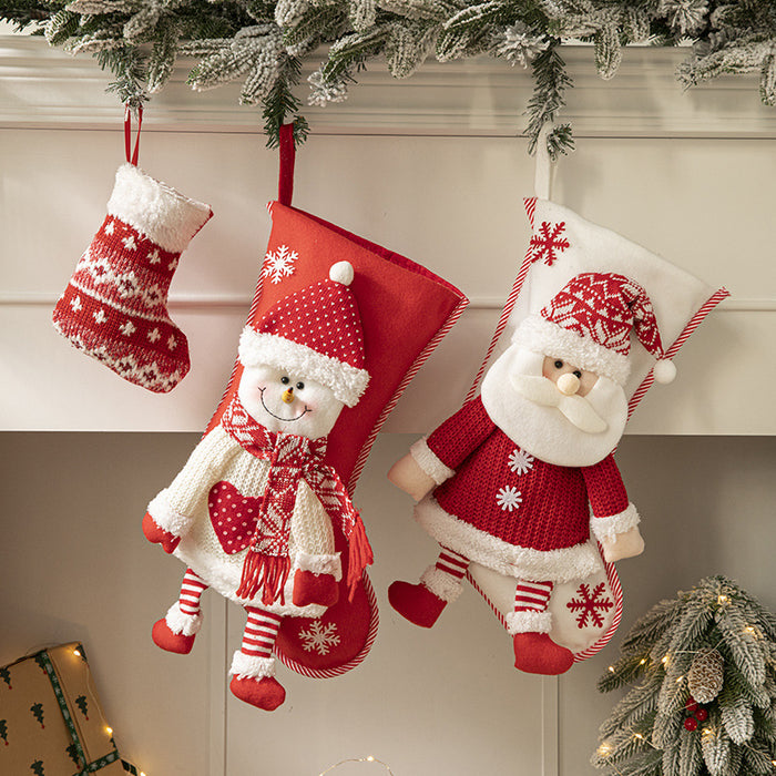 Pano Papai Noel desenho animado árvore de Natal pendurado decoração festa presente saco