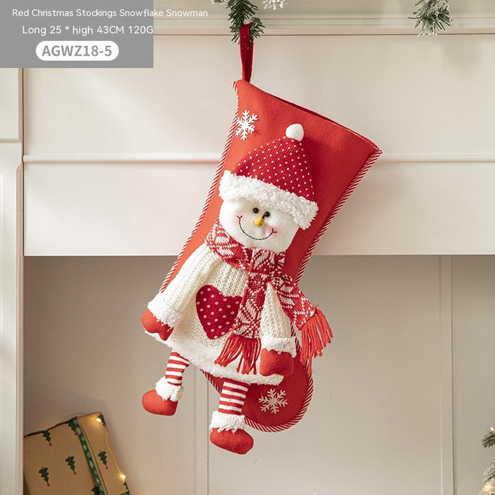 Pano Papai Noel desenho animado árvore de Natal pendurado decoração festa presente saco