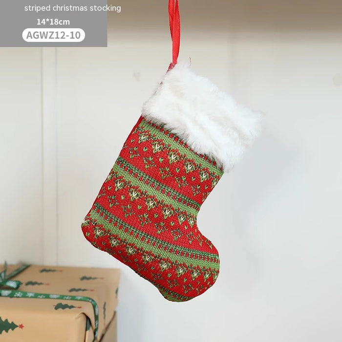 Pano Papai Noel desenho animado árvore de Natal pendurado decoração festa presente saco