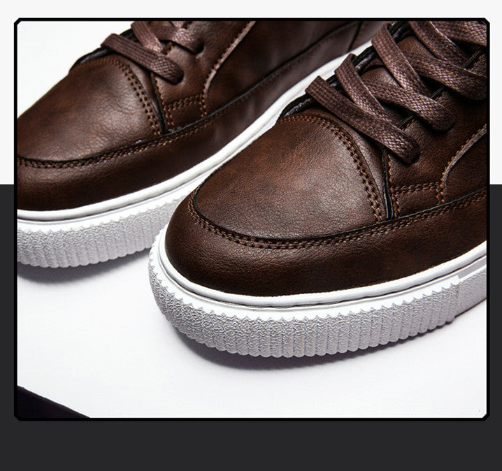 High-Top Sneakers Casual Leather Top Handmade Sneakers Shoes