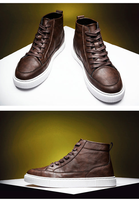 High-Top Sneakers Casual Leather Top Handmade Sneakers Shoes