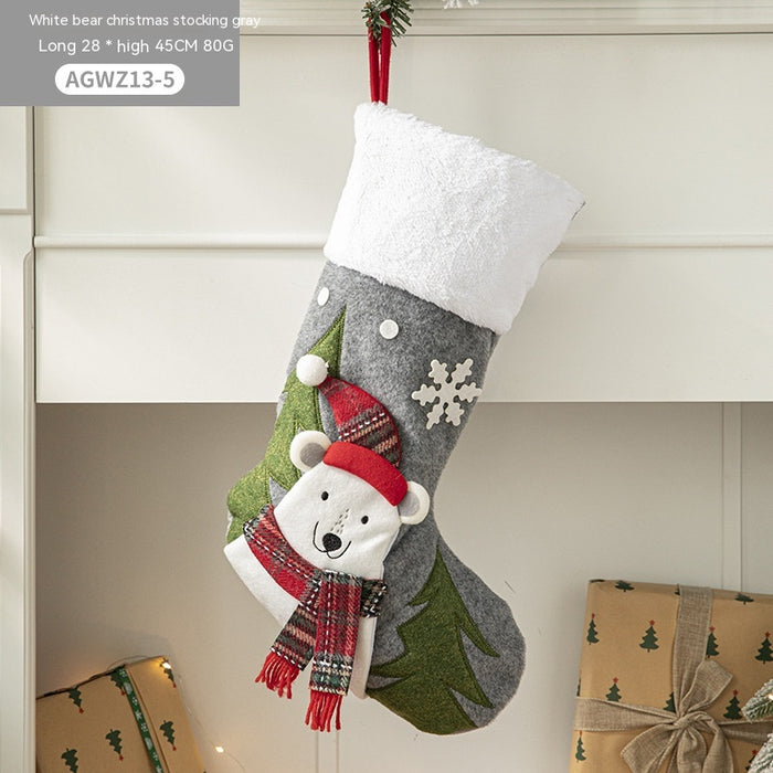 Pano Papai Noel desenho animado árvore de Natal pendurado decoração festa presente saco