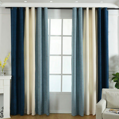 Cortina de chenilla sólida simple con costura directa de fábrica, cortina de sombreado alto, cortinas terminadas para sala de estar y dormitorio