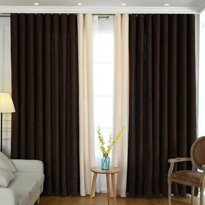 Cortina de chenilla sólida simple con costura directa de fábrica, cortina de sombreado alto, cortinas terminadas para sala de estar y dormitorio