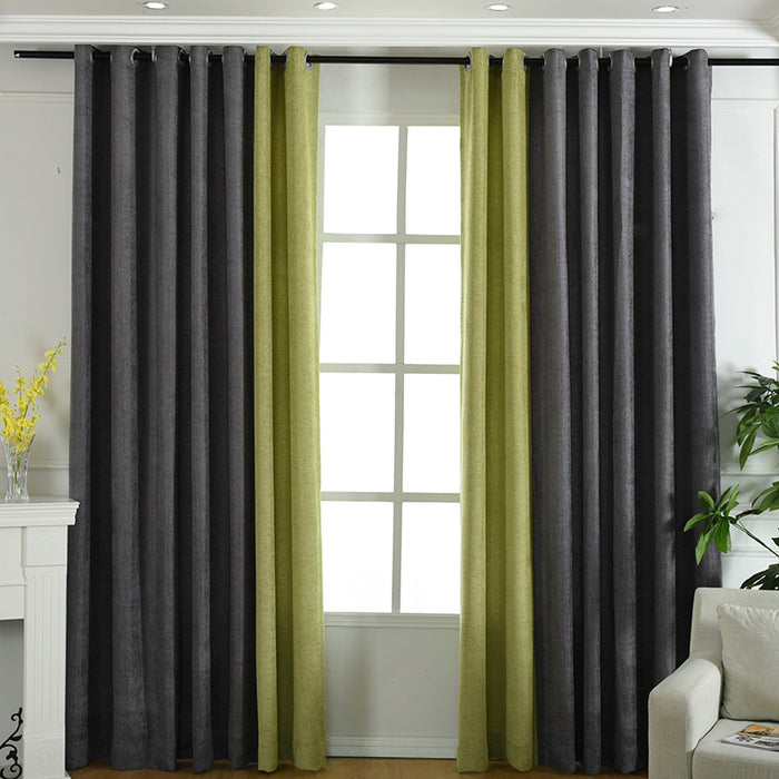 Cortina de chenilla sólida simple con costura directa de fábrica, cortina de sombreado alto, cortinas terminadas para sala de estar y dormitorio