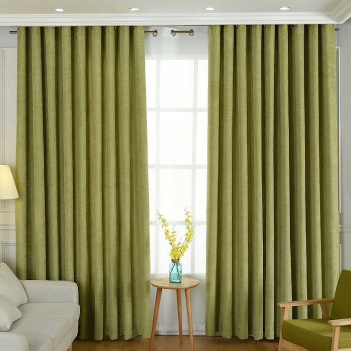 Cortina de chenilla sólida simple con costura directa de fábrica, cortina de sombreado alto, cortinas terminadas para sala de estar y dormitorio
