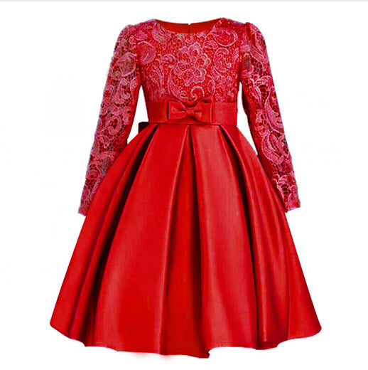Girl's dress princess dress long sleeve flower girl dress