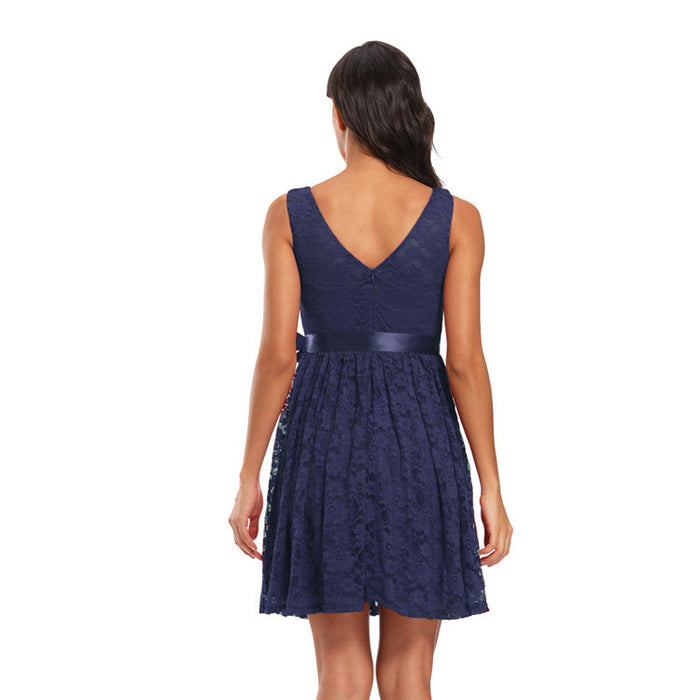 Ladies Fashion Lace Dress High Waist Evening Dress