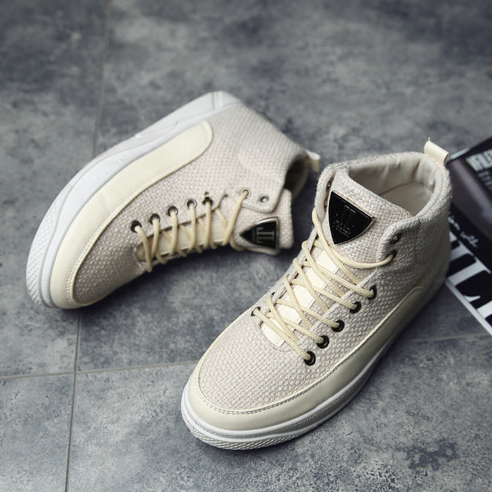 Chaussures montantes en lin pour hommes, chaussures de sport décontractées pour hommes
