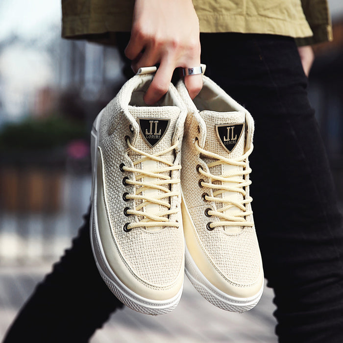 Chaussures montantes en lin pour hommes, chaussures de sport décontractées pour hommes