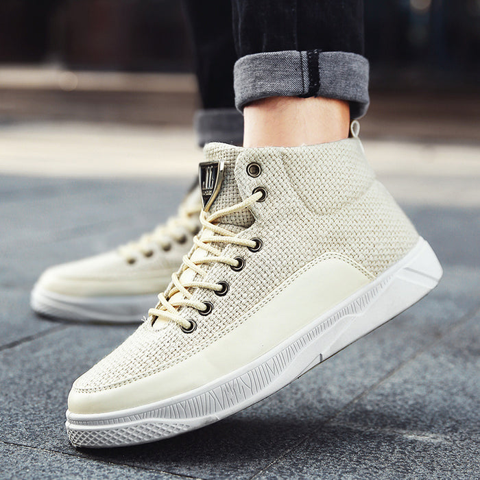 Chaussures montantes en lin pour hommes, chaussures de sport décontractées pour hommes
