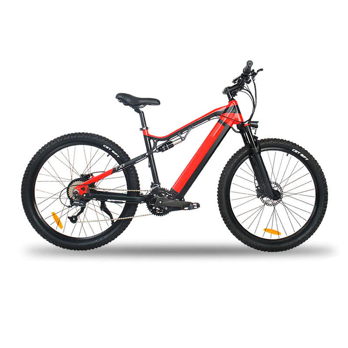 Bicicleta eléctrica eléctrica roja de 500 W - Bicicleta de montaña eléctrica de 27,5 pulgadas 48 V 27 velocidades - Motor Bafang
