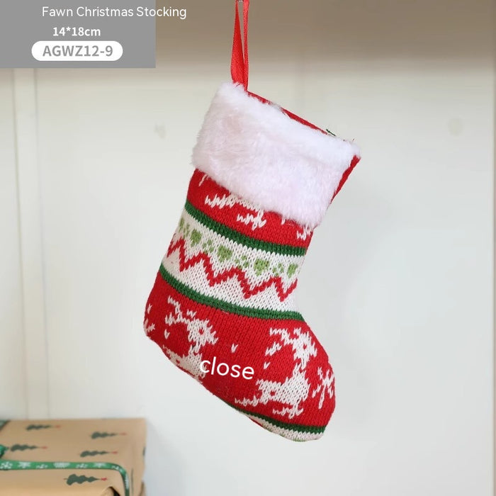 Pano Papai Noel desenho animado árvore de Natal pendurado decoração festa presente saco