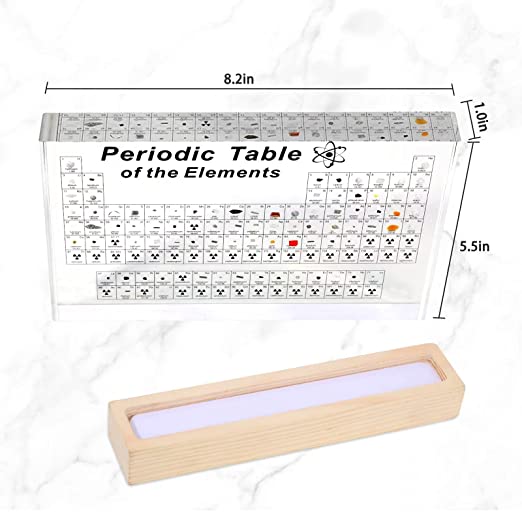 Tabla periódica con 83 tipos de elementos reales en el interior, muestras de tabla periódica acrílica de elementos, fácil de leer, regalos creativos para estudiantes y amantes de la ciencia