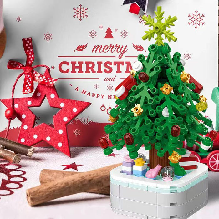 Juguete de ensamblaje de bloques de construcción de caja de música de árbol de Navidad