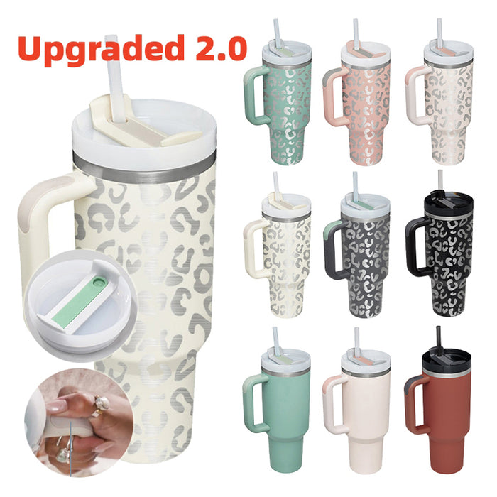 Halloween Thermobecher 1.2 Liter Strohhalm Kaffee Isolierung Tasse mit Griff Portable Auto Edelstahl Wasserflasche Große Kapazität Reisen BPA frei Thermobecher