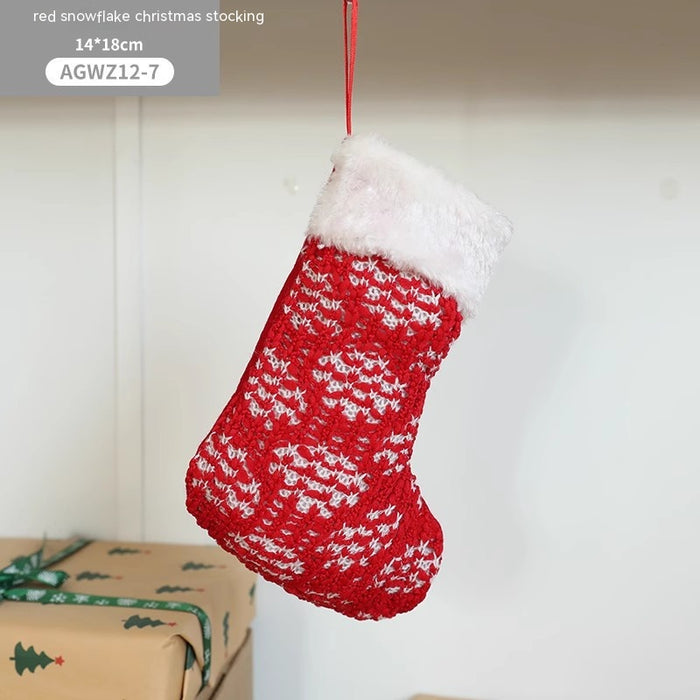 Pano Papai Noel desenho animado árvore de Natal pendurado decoração festa presente saco