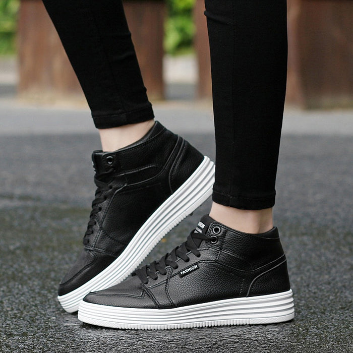 Runde Head High-Top Strap Flat White Shoes Men