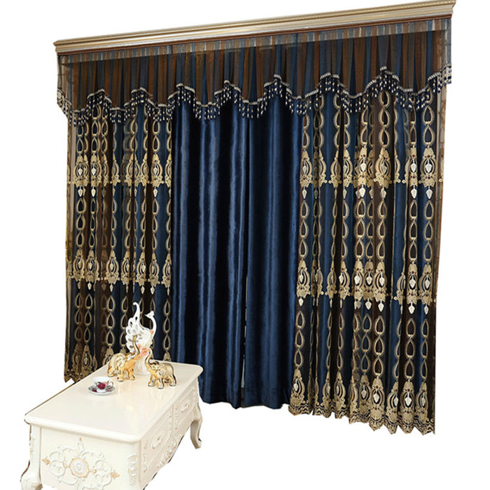 Pantallas de ventana bordadas en relieve de alta gama para sala de estar y dormitorio, sombreado de franela italiana