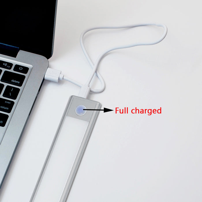 Sensor de movimento led sob a luz do armário usb recarregável guarda-roupa luz da noite para cozinha lâmpadas parede interior