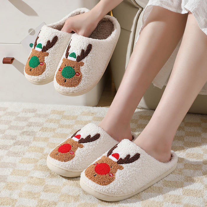 Schuhe für Zuhause, Hausschuhe, Elch, weich, gemütlich, Schlafzimmer-Slipper, Slip-on-Hausschuhe