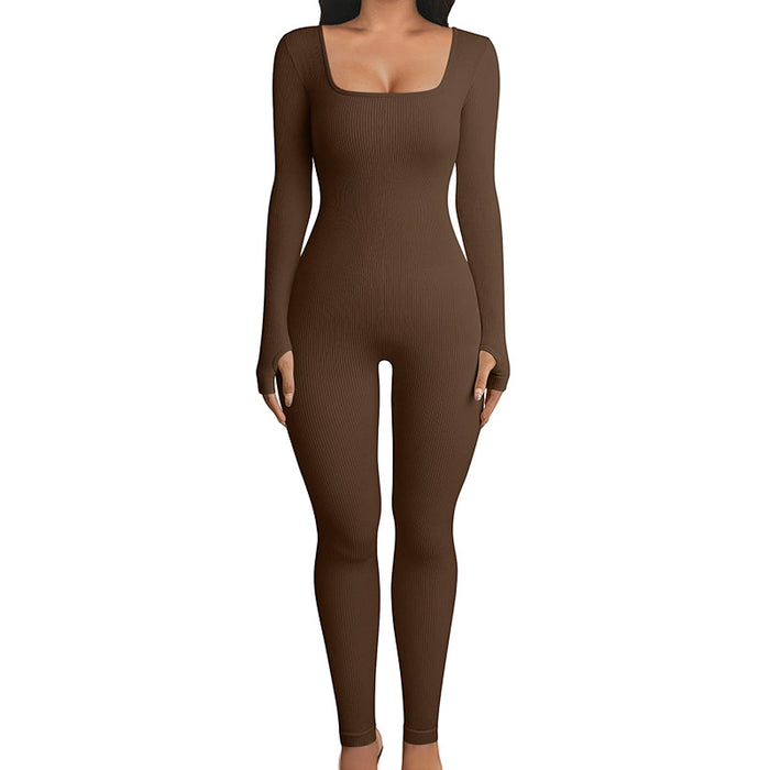 Mono sin costuras, ropa moldeadora de manga larga, mono de Yoga con levantamiento de cadera, mono deportivo