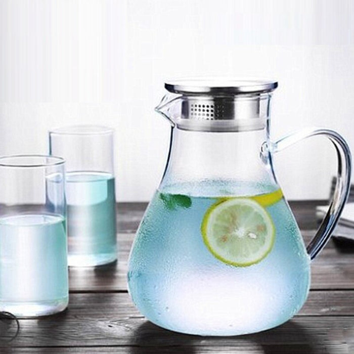 Jarra de agua de vidrio calentada de 1,9 L, jarra de té, contenedor de jugo, dispensador de bebidas, hervidor de bebida antiexplosión