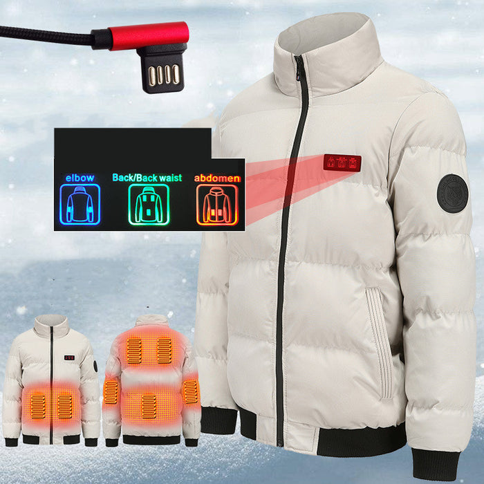 Chaqueta calefactora cálida para exteriores, ropa acolchada de algodón a prueba de viento, calefacción USB para invierno, mantiene el calor