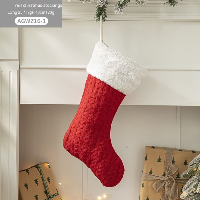 Pano Papai Noel desenho animado árvore de Natal pendurado decoração festa presente saco