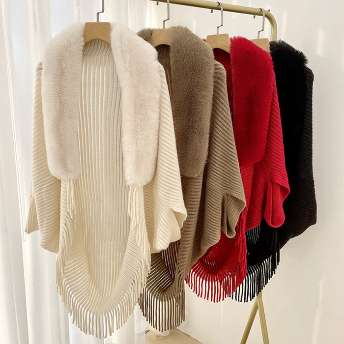 Sciarpa Poncho da donna in cashmere tinta unita da donna invernale per stare al caldo