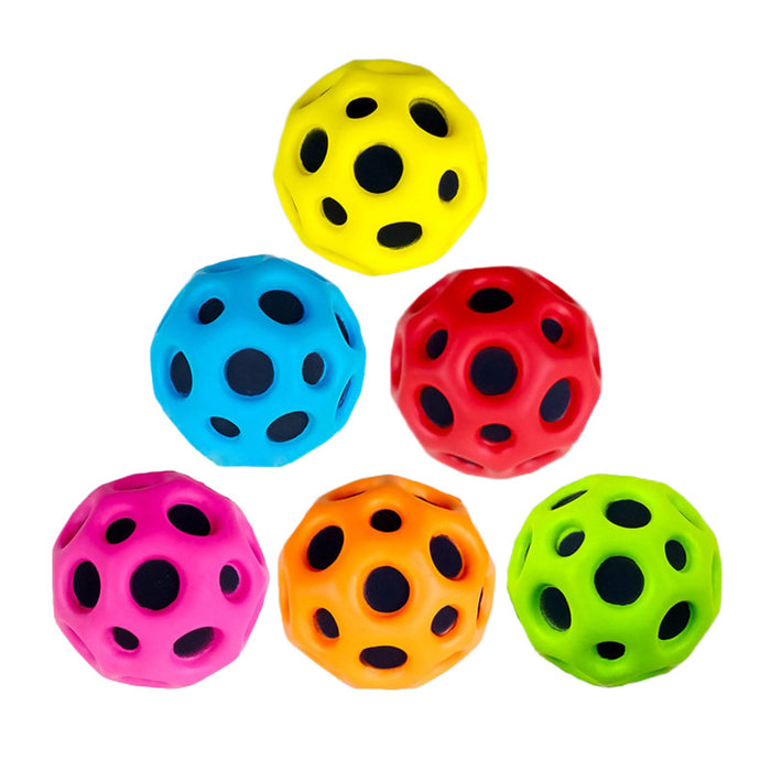 Bola con orificio para niños, pelota hinchable suave, anticaída, forma de luna, pelota hinchable porosa, juguete para interior y exterior, diseño ergonómico