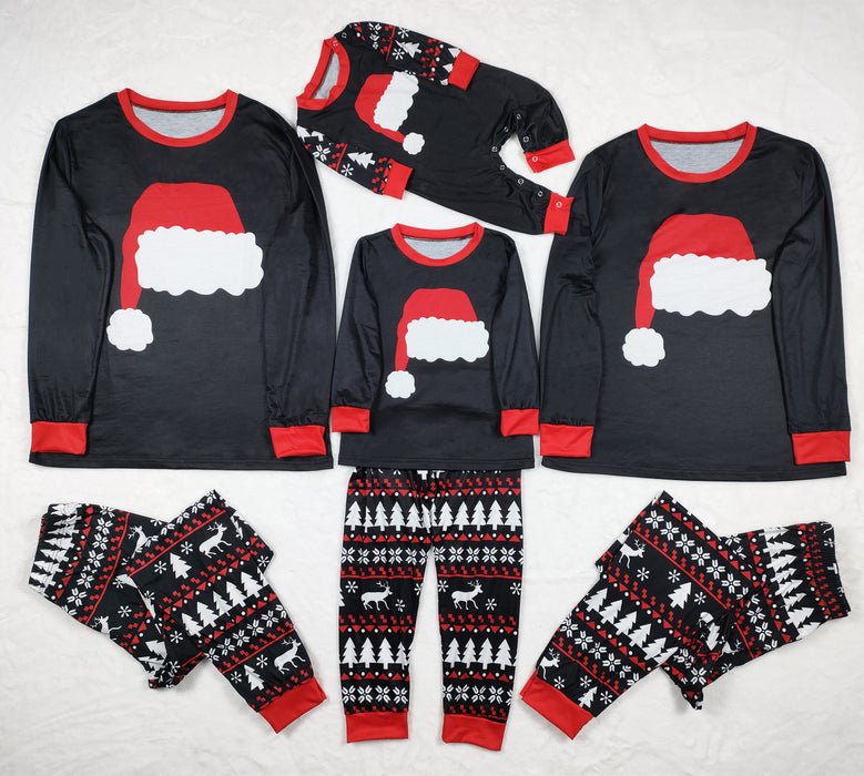 Nuovo set pigiama autunno e inverno Abbigliamento da casa Cappello natalizio Abito genitore-figlio stampato
